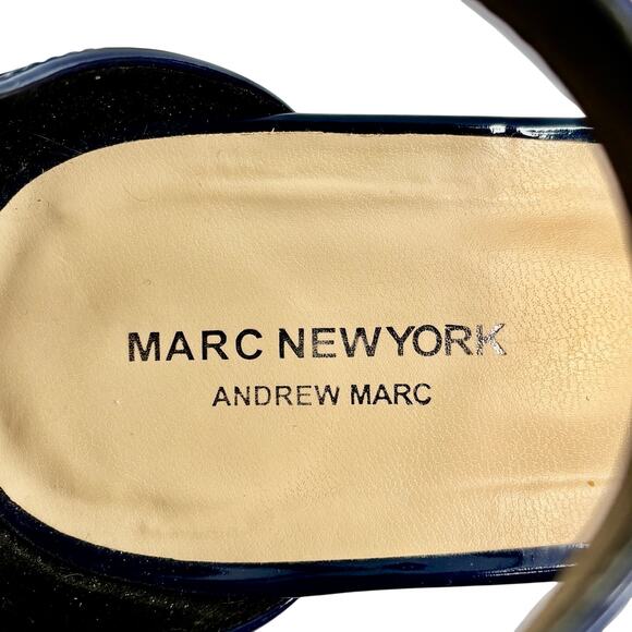 Marc NY Andrew Marc Navy Patent Heels Size 9 - Picture 4 of 7